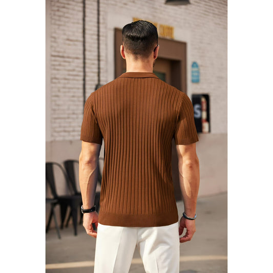 Brown Old-Money Zipper Polo-Shirt