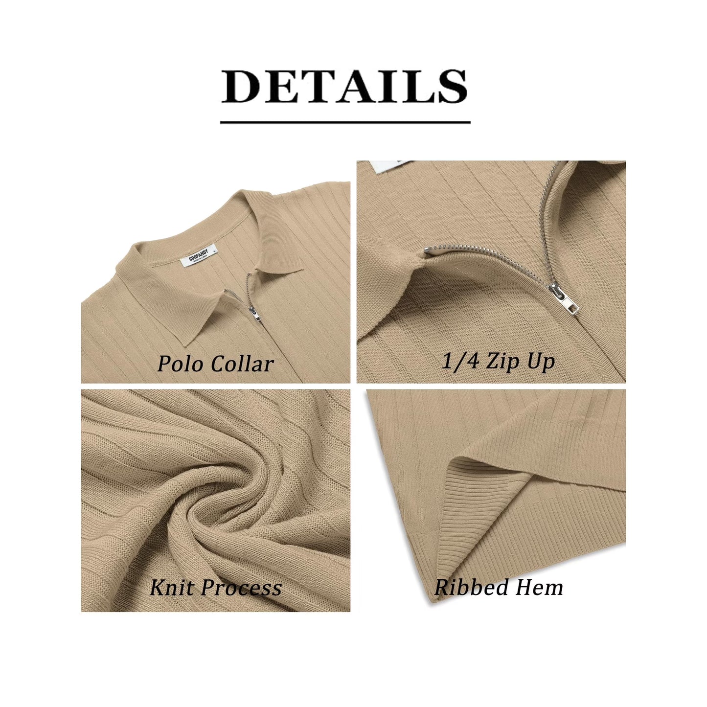 Khakhi old-money zipper polo