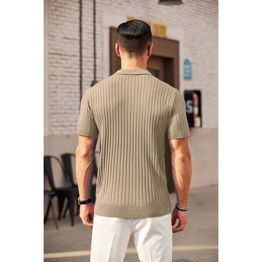 Khakhi old-money zipper polo