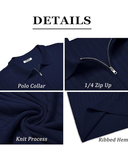 Navy blue London Zipper-Polo