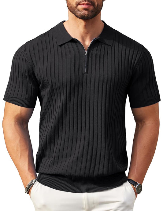 Zipper Polo Short Sleeve BLACK