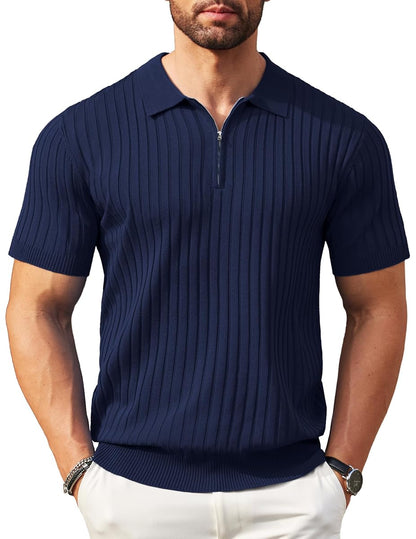 Navy blue London Zipper-Polo