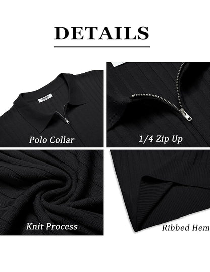 Zipper Polo Short Sleeve BLACK