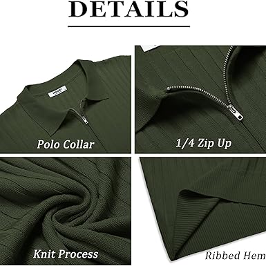 Olive Green Zipper Polo Spain