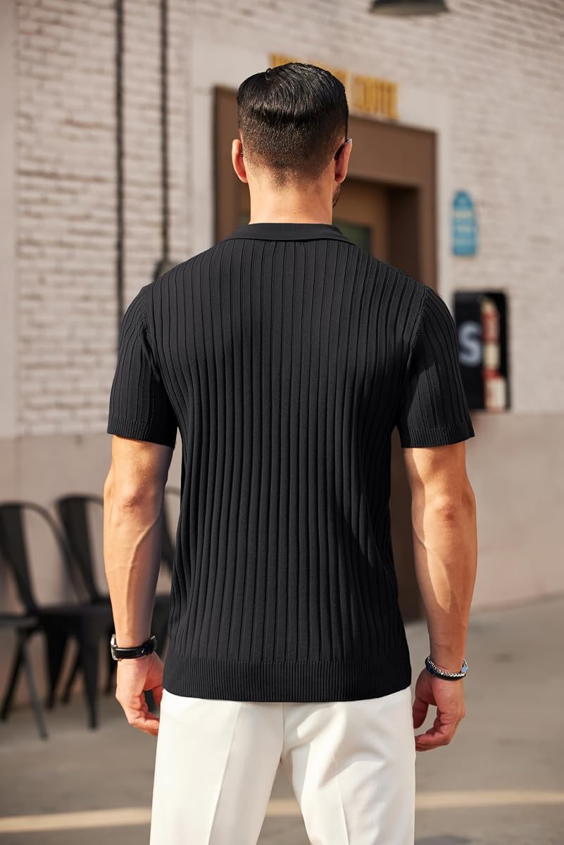 Zipper Polo Short Sleeve BLACK
