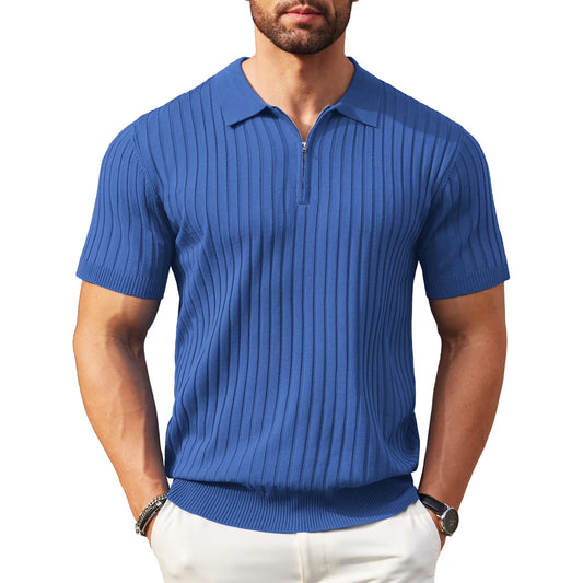 Zipper Polo Short Sleeve Royal blue