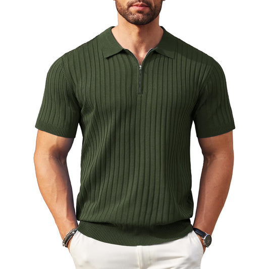 Olive Green Zipper Polo Spain