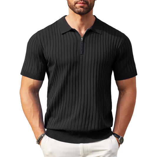 Zipper Polo Short Sleeve BLACK