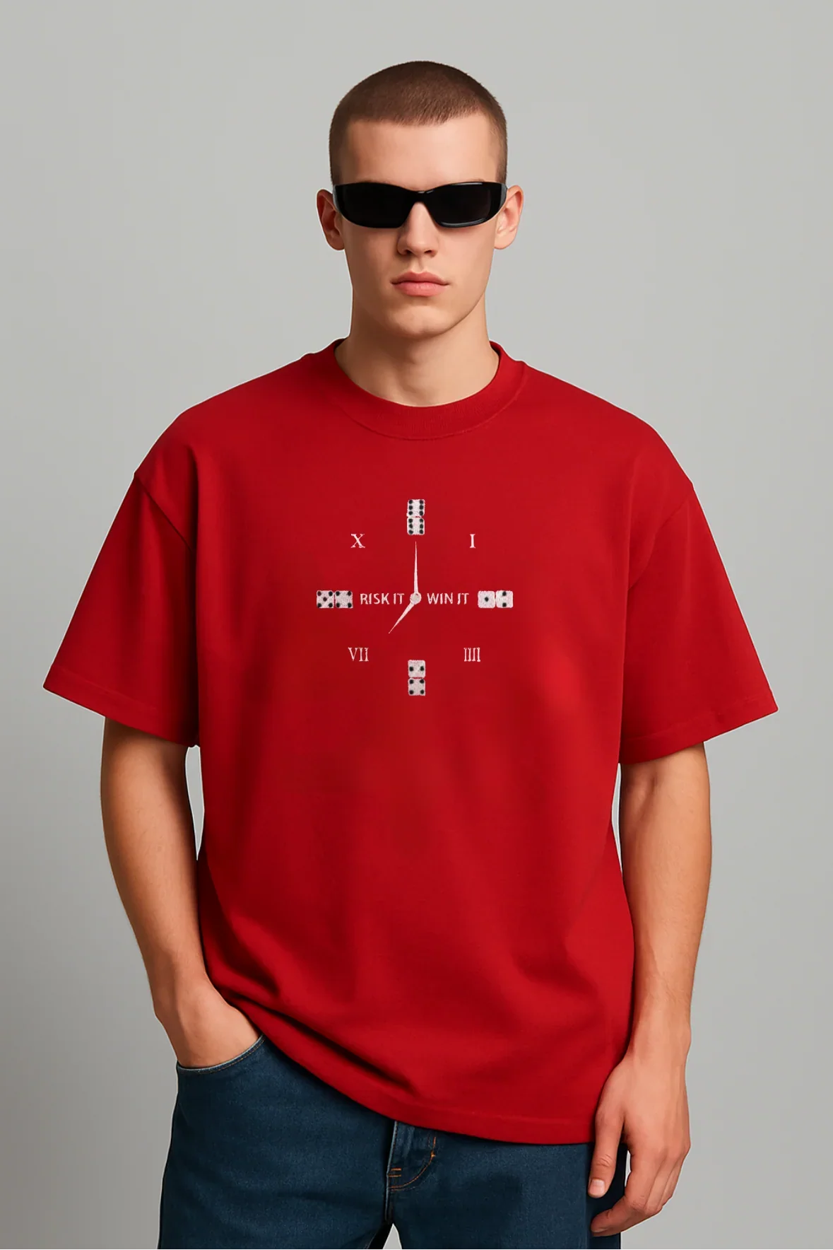 CONQUER CLOCK EMBROIDERED OVERSIZED T-SHIRT