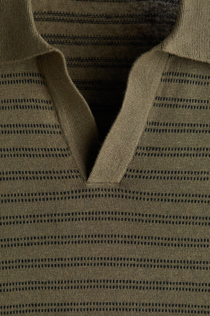 striped johnny collar polo (old money)