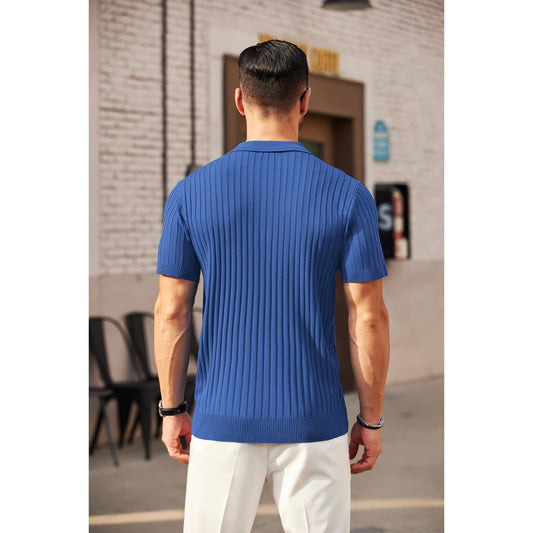Zipper Polo Short Sleeve Royal blue