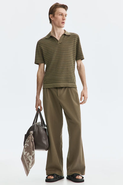 striped johnny collar polo (old money)