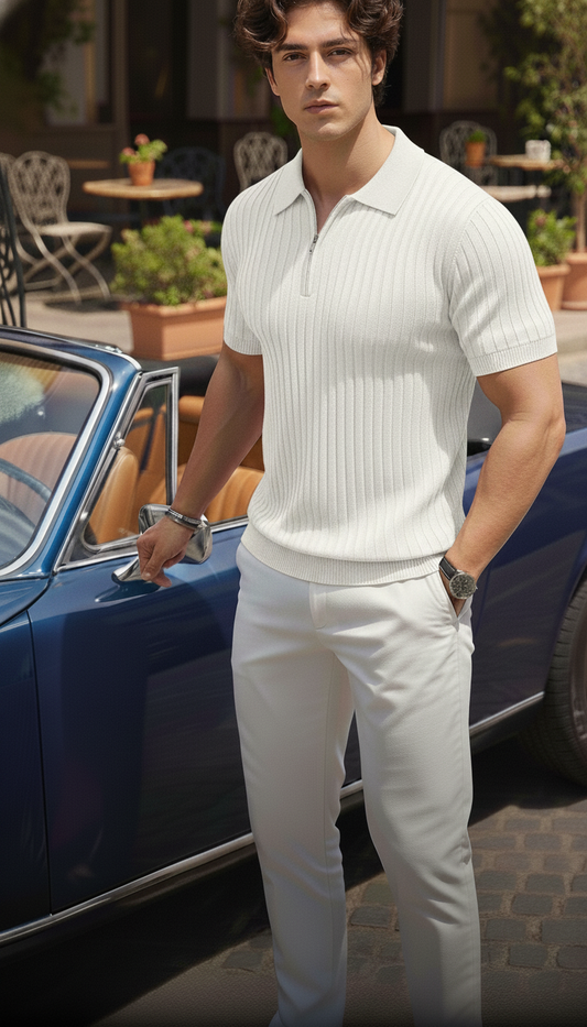 Egg White old money polo shirt