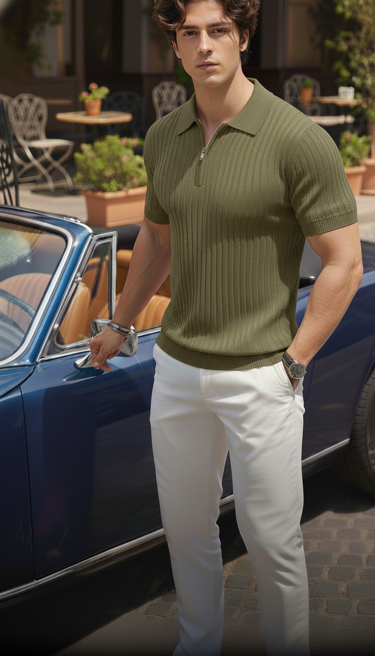 Olive Green Old money polo